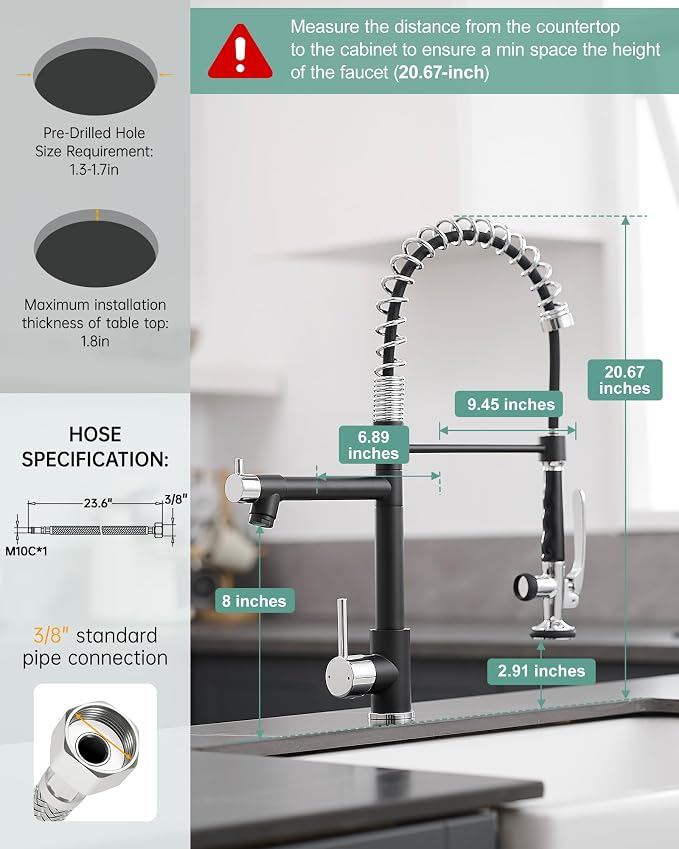 Fapully Kitchen Sink Faucet, Pull Down Kitchen Faucet, Single Handle Single - Image 5