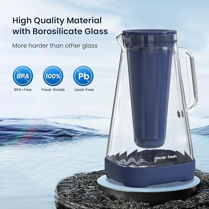 GLACIER FRESH 10 Cup Purela Glass Water Pitcher - Image 3