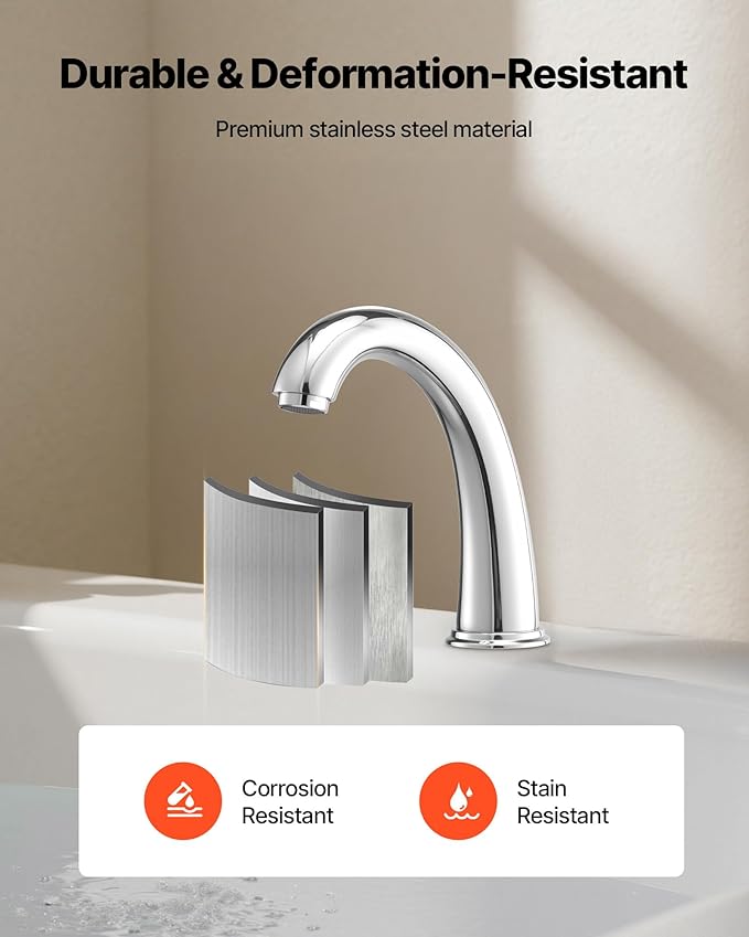 VEVOR Roman Tub Faucet, 3 Hole Waterfall Bathtub Faucet, Bath Tubs Faucets Set with 2 Handles, Deck Mount Bath Tub Faucets Set for Pet Washing, Adult Bathing, Chrome, High Arc Spout