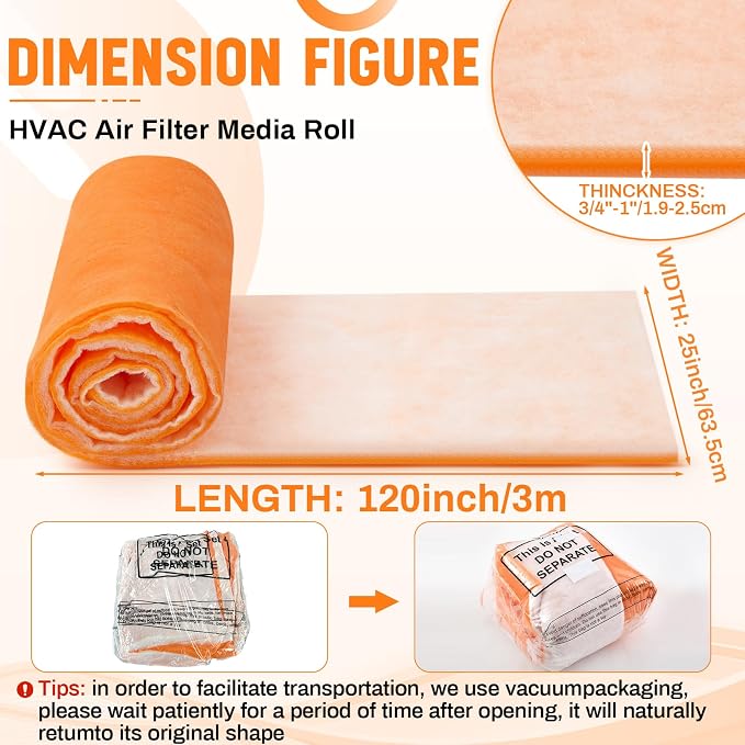 1 In x 25 In x 10 Ft Air Vent Filters Roll DIY Cut to Size Air Filter material - Image 2