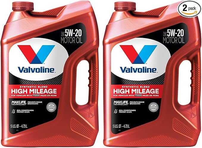 Valvoline Motor Oil, 5 QT | High Mileage | Synthetic Blend | MaxLife Technology by Valvoline