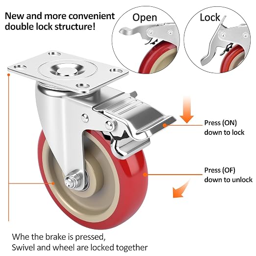 5 Inch Industrial Heavy Duty Swivel Caster Wheels - Image 2