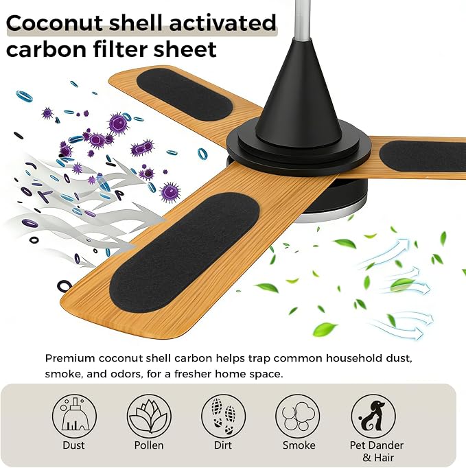20 Pack Ceiling Fan Filters for Blades, Universal Fan Blade Air Purifier Pads - Image 4