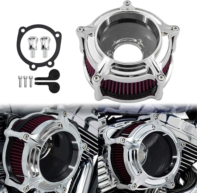 HDBUBALUS Motorcycle Air Filter Cleaner Intake Filter System Kit - Image 2