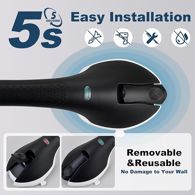 Shower Grab Bar 2 PCS Suction Grab Bars for Bathtubs and Showers, Heavy Duty Shower Handle Removable Shower Handrails for Kids and Elderly, Bathroom Safety Grip Waterproof(Black)