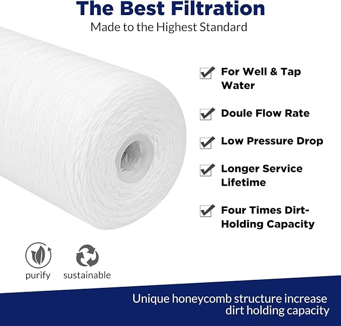 Membrane Solutions 5 Micron 10""x4.5"" String Wound Whole House Water Filter - Image 3