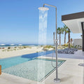 RBROHANT Freestanding Outdoor Shower Chrome, Height Adjustable Outside Showers for Backyard Garden Pool Beach, Outdoor Shower Fixtures with 10” Rain Shower Head and Handheld, Polished Chrome, JK0451