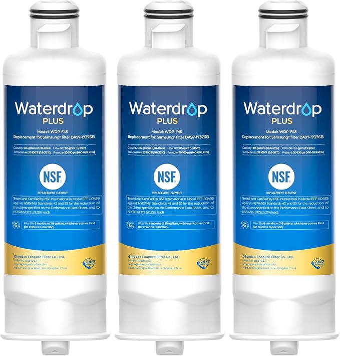 Waterdrop Plus WDP-F45 Refrigerator Water Filter, Replacement by Waterdrop