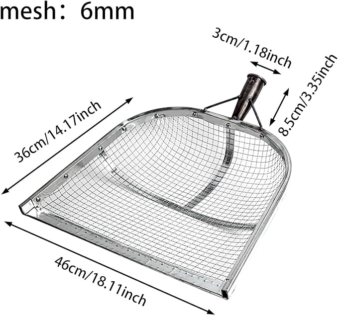Leaking Soil Shovel Filter Stainless Steel Sieve 4mm/6mm/8mm/12mm Mesh Sifting - Image 6