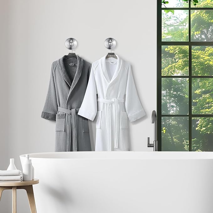 YOHOM Suction Cup Hooks for Shower Wall Bathrooms Towels Hook for Glass Door Heavy Duty (Silver, 2 PCS)