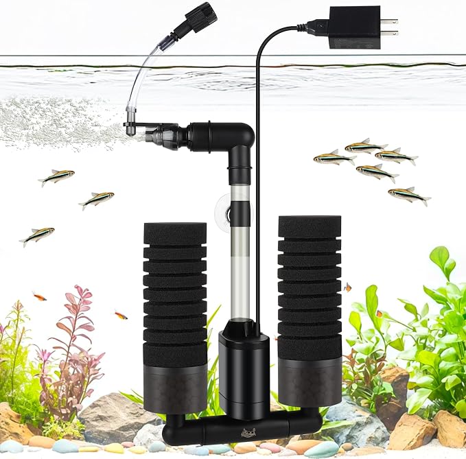 AQQA Electric Sponge Filter for Aquarium – Quiet USB Powered Breeding & Shrimp by AQQA