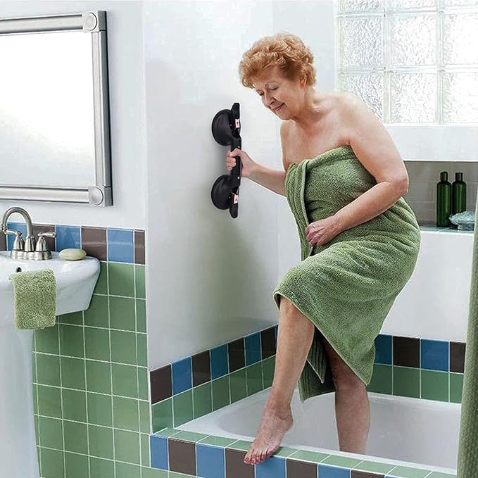 15inch Suction Shower Grab Bar, Portable Shower Handle Bar Suction Grip Bar Bathtub Handle with Strong Suction Cup Fitting and Rapid Release for Bathroom(Max Capacity :300lb
