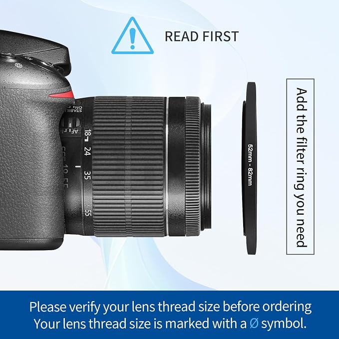 52-82mm Step-Up Ring Adapter, 52mm to 82mm Step Up Filter Ring - Image 4