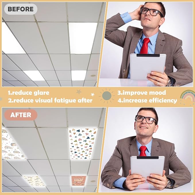 6Pcs Classroom Light Covers for Fluorescent Lights, Magnetic 2x4 FT Ceiling - Image 5