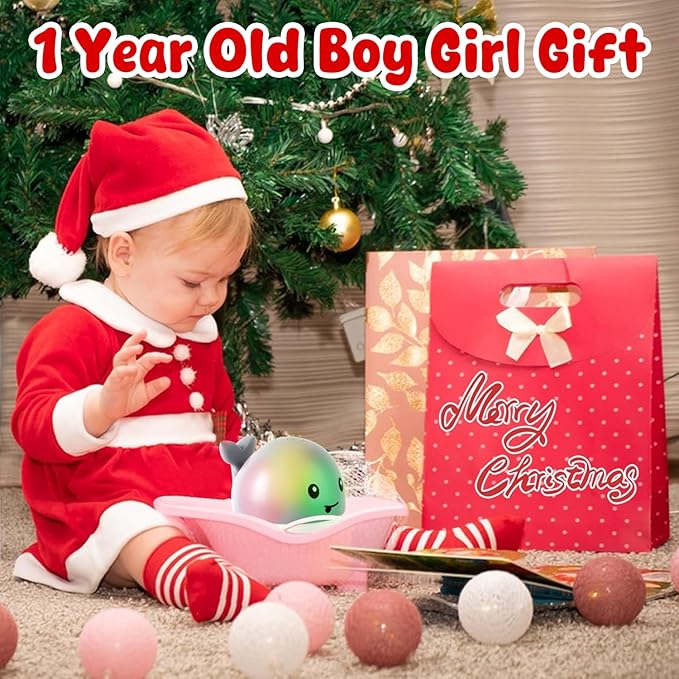 Gigilli Whale Bath Toy Sprinkler, Light Up Bath Toys for Kids Ages 1-3 Infant Baby Toys, Christmas Stocking Stuffers 1 2 3 Year Old, 6-12-18 Months Toddler Bathtub Toys Boys Girls Gifts Birthday Gifts