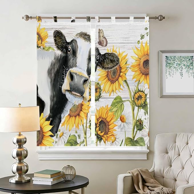 Retro Farmhouse Floral Living Room Curtains 84 Inch Length, Window Curtains Tab - Image 2