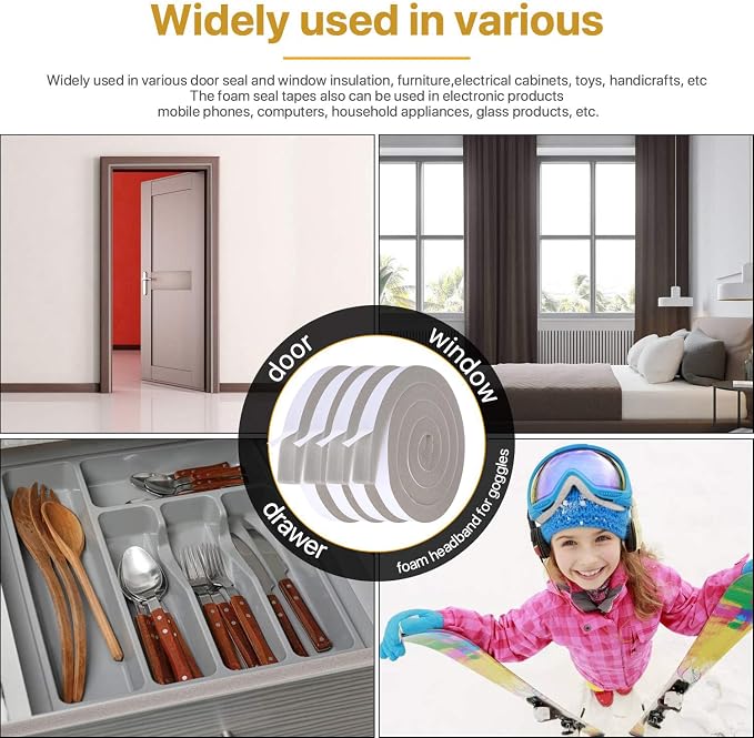 Weather Stripping Door Seal 1 Inch W X 1 Inch T, Open Cell Foam Insulation Air - Image 4
