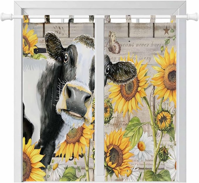 Yellow Sunflowers Living Room Curtains 84 Inch Length, Window Curtains Tab Top by Unknown