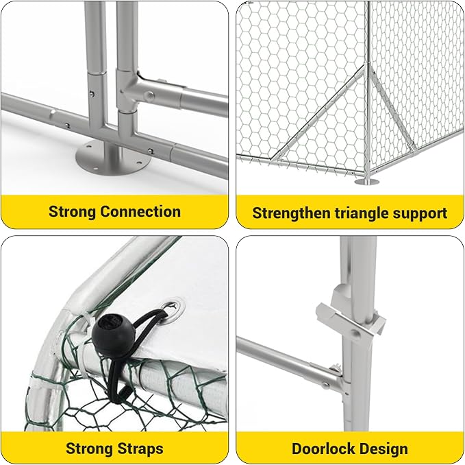 9.8X19.7x6.6FT, Large Walk in Chicken Run Pen Cage, Metal Coop Clearance - Image 4