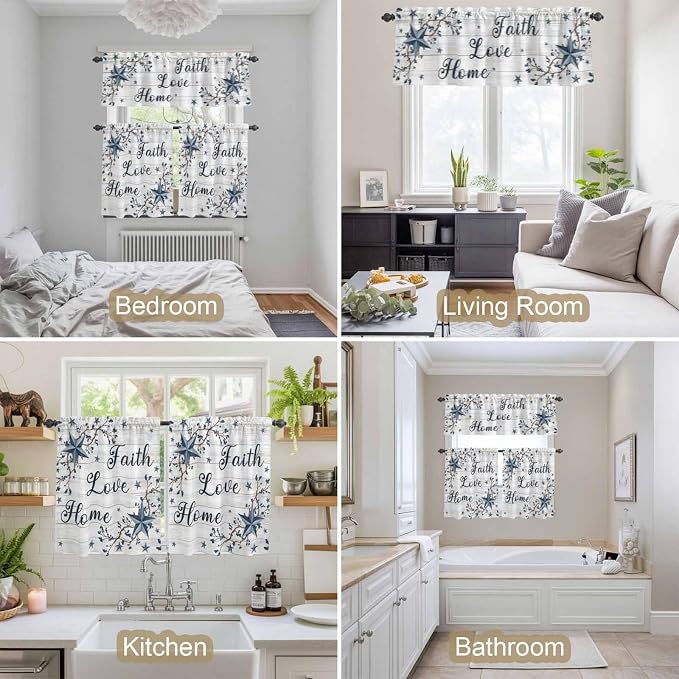 Farmhouse Kitchen Curtains Set 3 Piece - Image 4