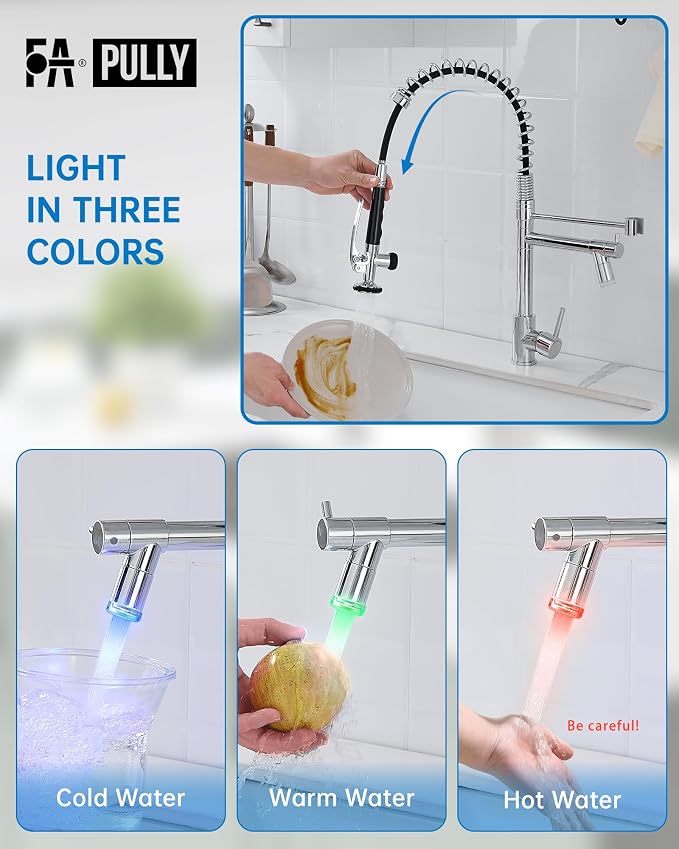 Fapully Kitchen Faucet with Pull Down Sprayer, Commercial Single Handle Kitchen - Image 3