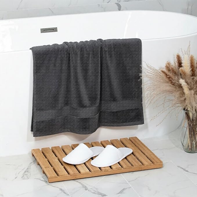 Cloudura Luxury Bath Towels-100% Cotton | Quick Dry | Lightweight | Thick I Good for Spa,Gym & Hotel Quality,(27'x54')-Soft & Absorbent (Charcoal Grey, Set of 4)