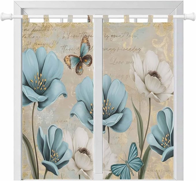 Spring Flowers Bathroom Curtains 63 Inch Length, Window Curtains Tab Top by Unknown