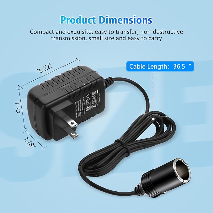 110v to 12v converter, Car Cigarette Lighter Adapter - Image 6