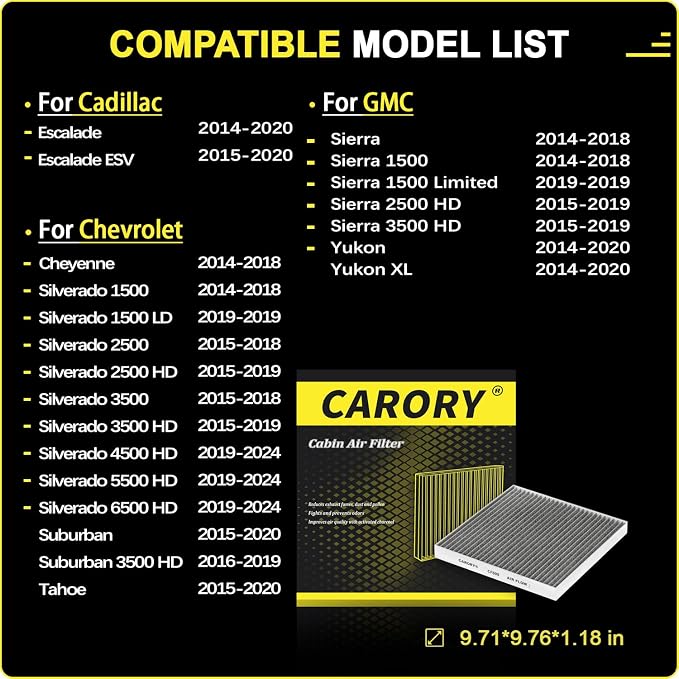 CARORY Cabin Air Filter w/Activated Carbon - Image 3