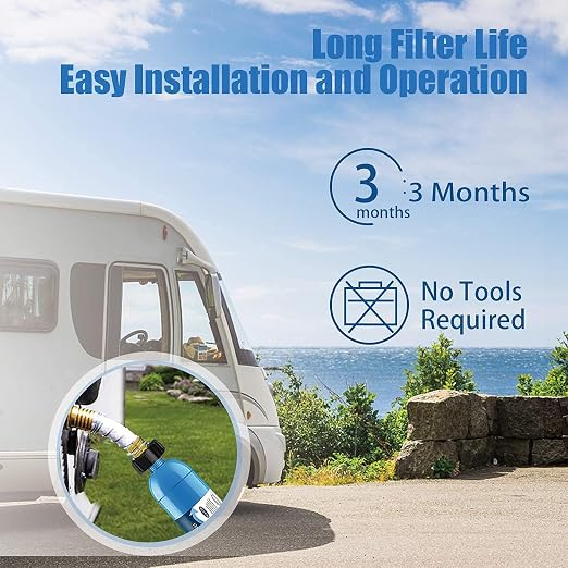 RV Inline Water Filter with Flexible Hose Protector, Certified by NSF to Reduce - Image 5