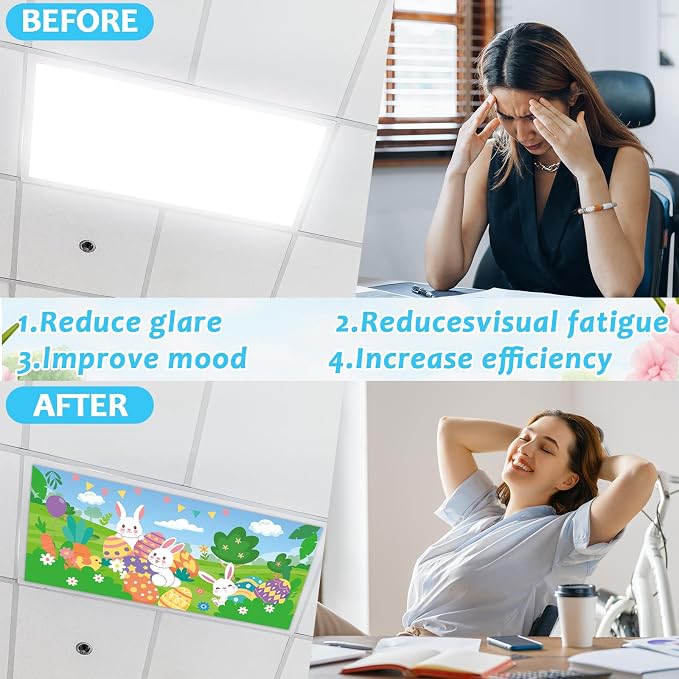 8 Pcs Fluorescent Light Covers for Classroom Ceiling Light 4 x 2 Feet Magnetic - Image 4