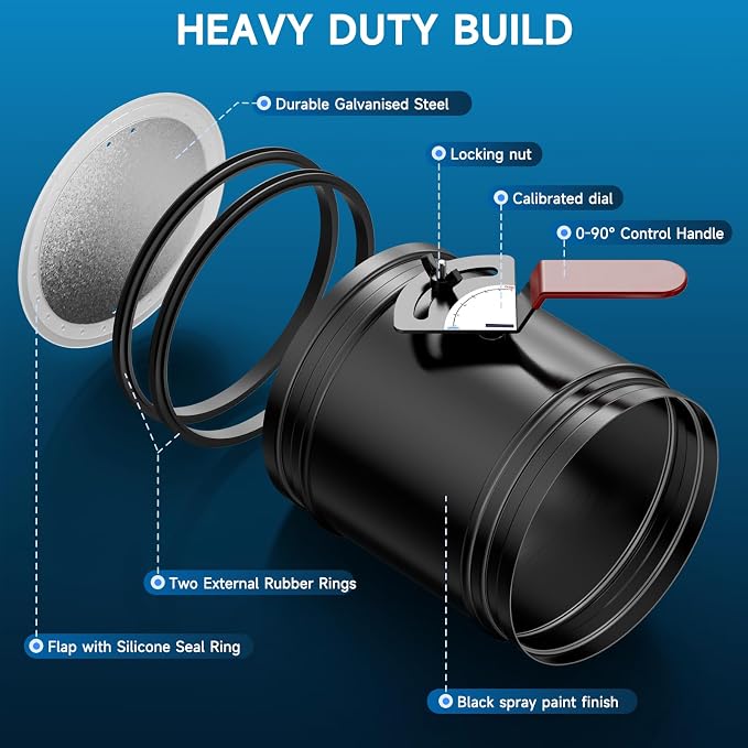 Hon&Guan HVAC Duct Manual Volume Backdraft Damper 6 Inch ，Manual Airflow Control - Image 4
