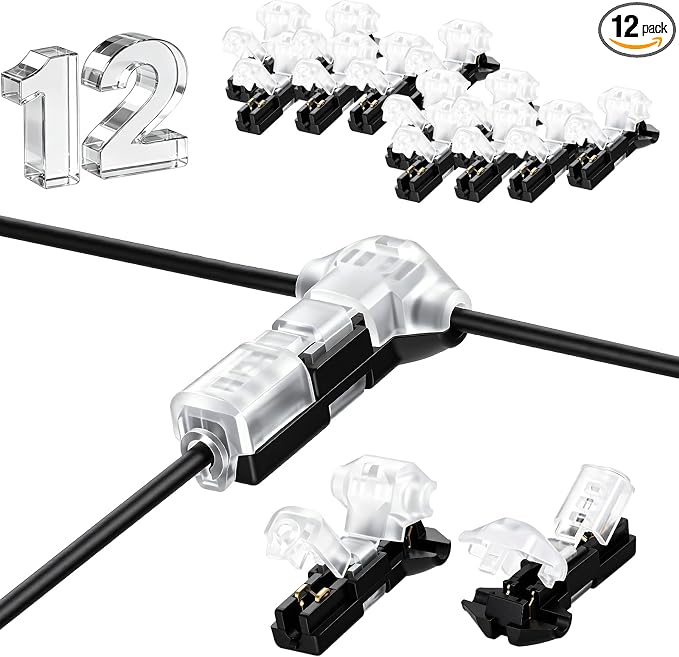 12PCS Quick Connect Wire Connectors, 3 Way 1 Pin Low Voltage T Tap Wire by Unknown