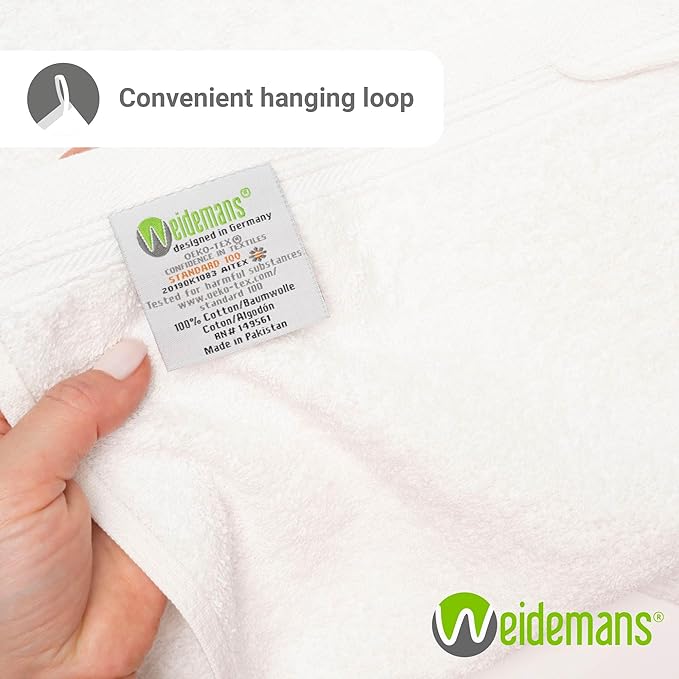 100% Cotton Washcloths Set 13” x 13” | White Towels | Set of 12 Ultra Soft and Highly Absorbent Washcloths Sets for Bathroom, Gym, Hotel, Spa | Machine Washable Face Towel