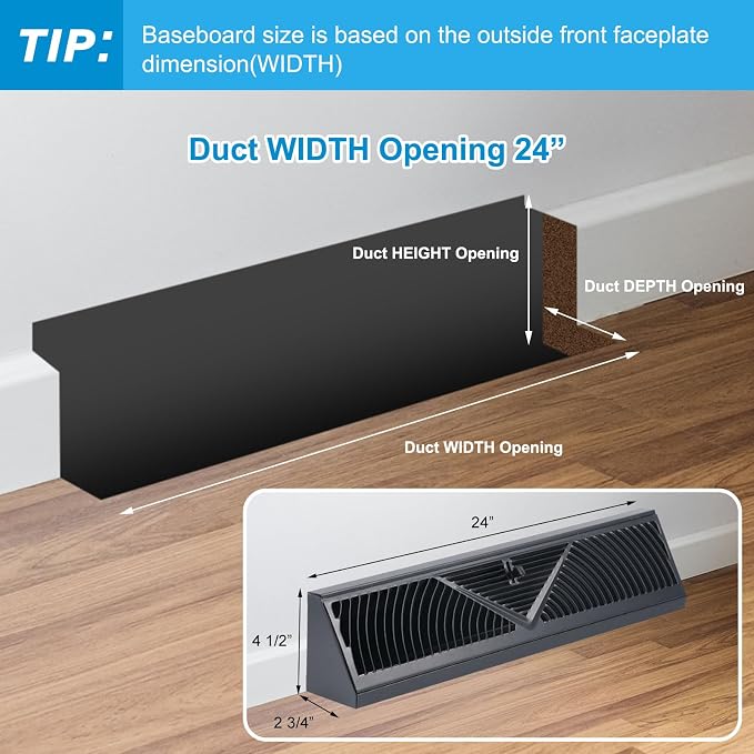 Yaocom 10 Pack Baseboard Register Vent 24 Inch Duct Opening Size Vent Covers - Image 2