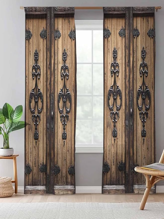 Sheer Curtains 108 Inches Long, Barn Door Semi Sheer Curtains Light Filtering - Image 5