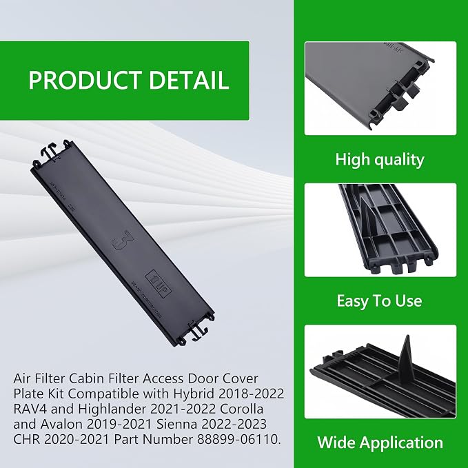 88899-06110 Cabin Air Filter Cover Plate Black Plastic Replacement Access Lid - Image 4