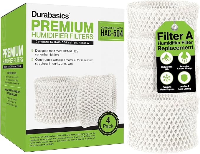 Durabasics 4 Pack of Premium Humidifier Filters Compatible by Durabasics