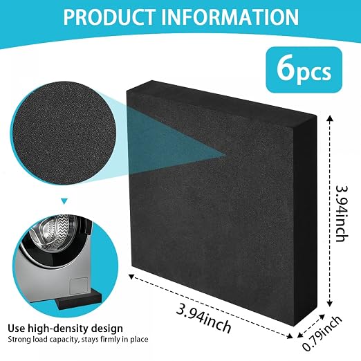 SenseYo 6 Pack Anti Vibration Pads 4" x 4" x 0.8" Mechanical Vibration Isolator - Image 2