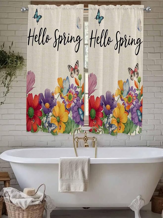 Spring Flowers Bedroom Curtains 63 Inches length, Farmhouse Vintage Country - Image 7