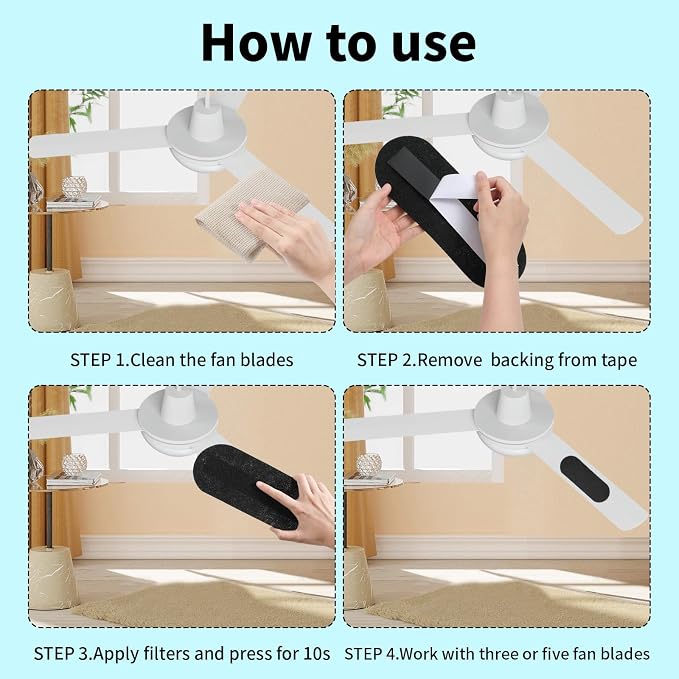 15 Pack Ceiling Fan Filters for Blades, Air Fan Filters for Ceiling Fan Blades - Image 3