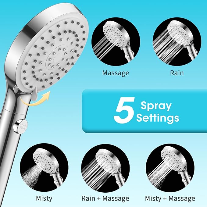 FASDUNT Shower Head with Handheld, Filtered Shower Head with 80" Extra Long Hose, 20-Stage Filter for Softening Hard Water to Improve Hair and Skin Problems