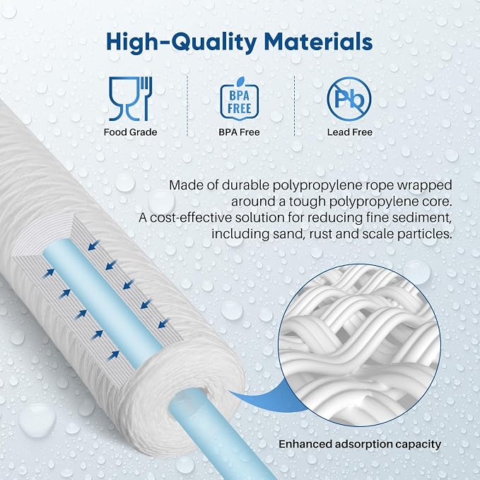 PUREPLUS 5 Micron 2.5" x 20" Whole House String Wound Sediment Filter - Image 5