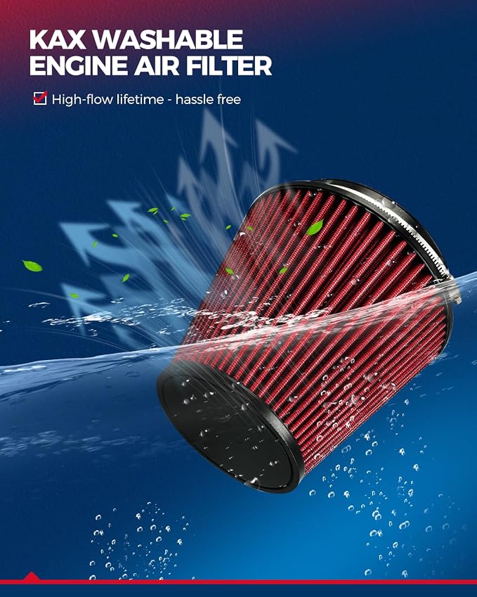 KAX Premium Washable Engine Air Filter, RU-1042 Universal Clamp-On Air Intake - Image 2
