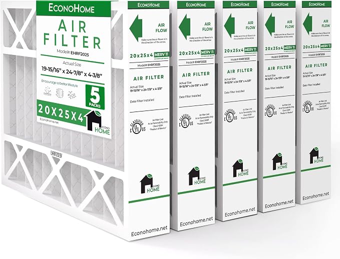 EconoHome 20x25x4 AC Furnace Pleated Air Filter MERV 11 Replacement – Allergen by EconoHome
