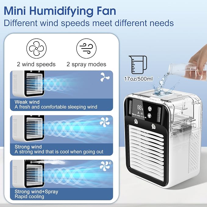 Portable Air Conditioner, Rechargeable Mini Air Conditioner Evaporative Air - Image 4