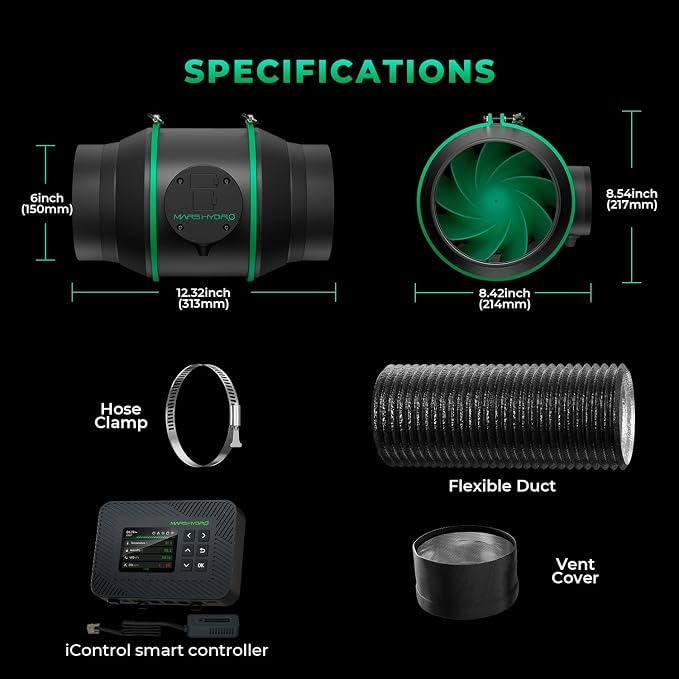 MARS HYDRO 6 inch Grow Tent Ventilation System Kit, Inline Duct Fan - Image 9