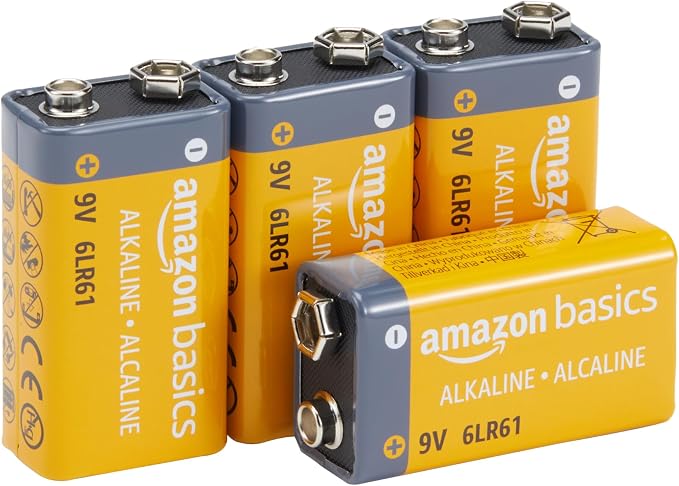 Amazon Basics 4-Pack 9V Long-Lasting Alkaline Batteries by AmazonBasics