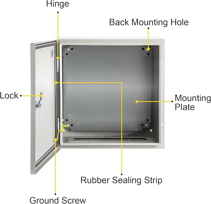 VEVOR NEMA Steel Enclosure, IP66 Waterproof & Dustproof, Outdoor/Indoor - Image 9