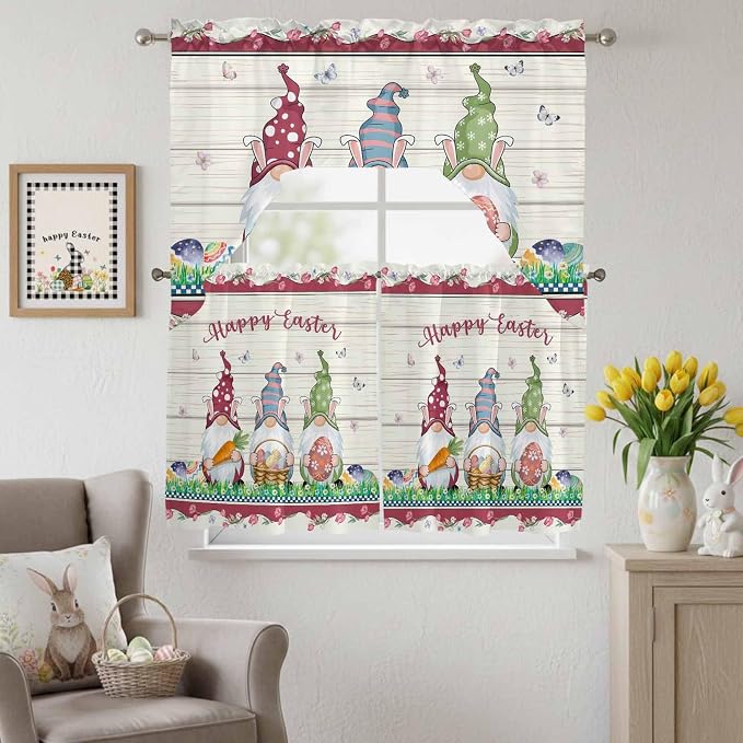 Swag Valance Curtains, Happy Easter Gnomes - Image 2